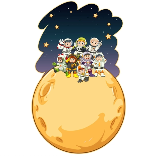 Space Explorers Theme Astronaut Moon Landing Transparent Sticker